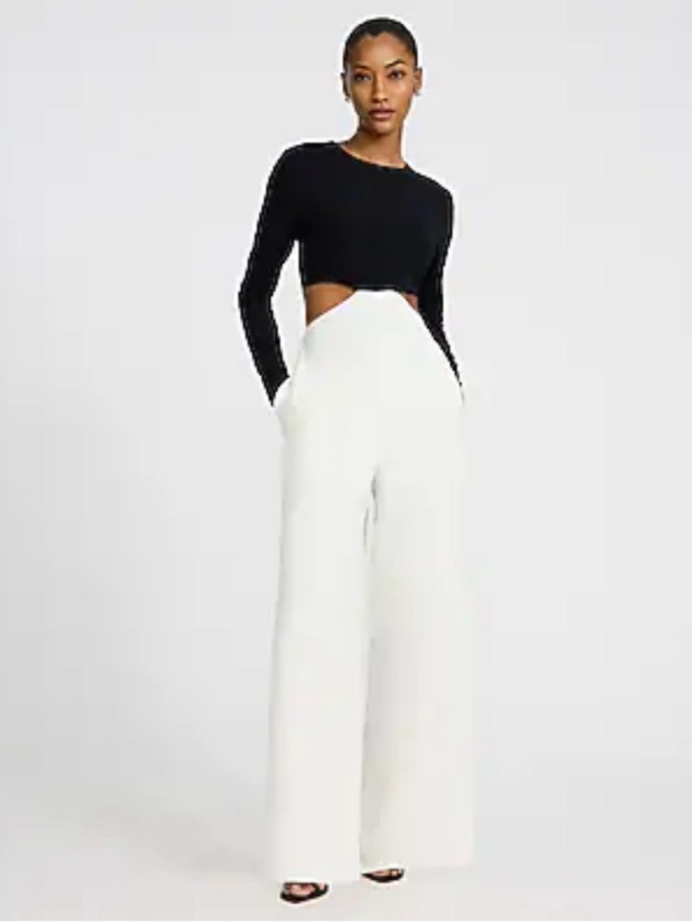 Express Black & White Cutout Jumpsuit